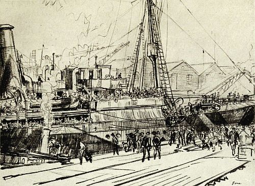 A TRANSPORT EMBARKING TROOPS FOR FRANCE