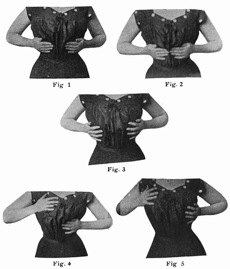 five images of the rib-cage doing breath exercises.