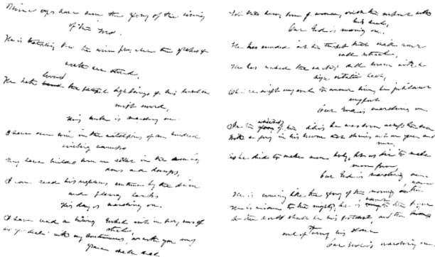 Facsimile of the First Draft of the Battle Hymn of the Republic
From the original MS. in the possession of Mrs. E. P. Whipple, Boston.