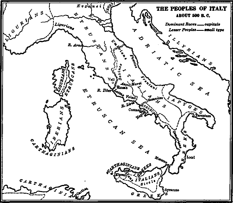 The Peoples of Italy about 500 B. C.