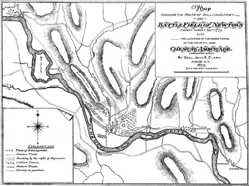 Map Showing the Route of Sullivan's Army and Battle Field of Newtown Fought August 29th 1779.