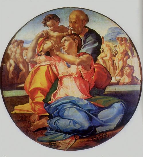 THE HOLY FAMILY Painted for Agnolo Doni (between 1501-1505)

National Gallery, London.