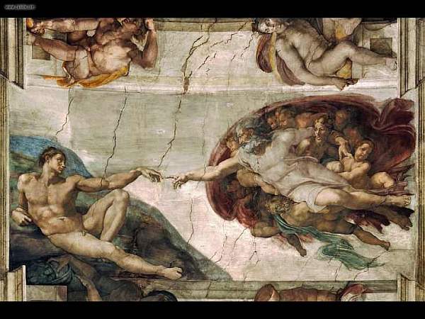 THE CREATION OF MAN Ceiling of the Sistine Chapel (1508-1512).