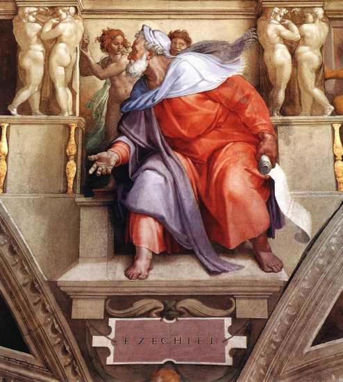 THE PROPHET EZEKIEL Ceiling of the Sistine Chapel.