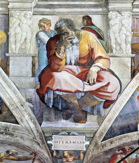 THE PROPHET JEREMIAH Ceiling of the Sistine Chapel (1508-1512).