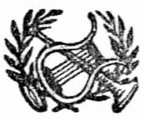 lyre, trumpet and laurel branches