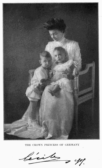 Photo of the Crown Princess of Germany
with two children seated on her lap.
signed, Ccile