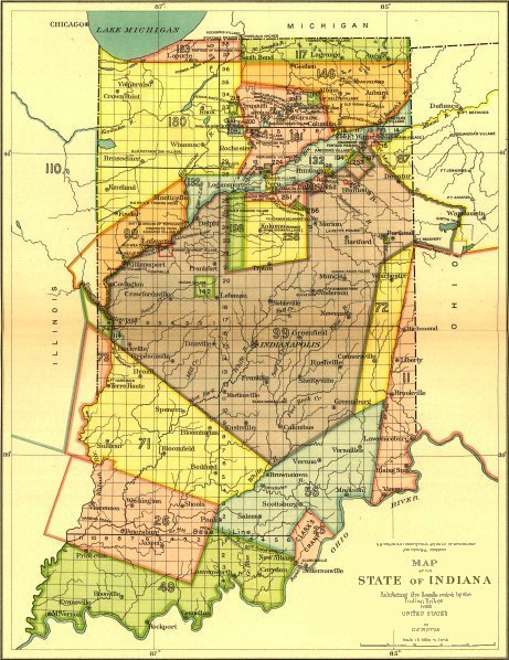 Map of the State of Indiana Exhibiting the Lands Ceded by the Indian Tribes to the United States.