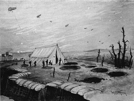Y.M.C.A. MARQUEE IN THE SHELL-SWEPT SOMME AREA