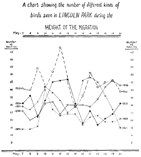 Chart of kinds of birds in Lincoln Park during the Migration