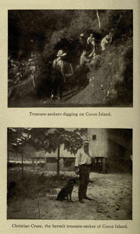 Treasure-seekers digging on Cocos Island.