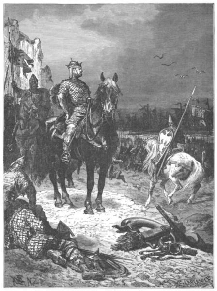 William, on horseback, surveys his troops