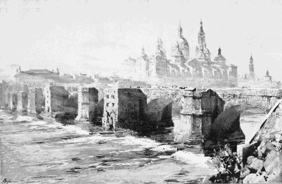 BRIDGE AND CATHEDRAL OF EL PILAR: ZARAGOZA.