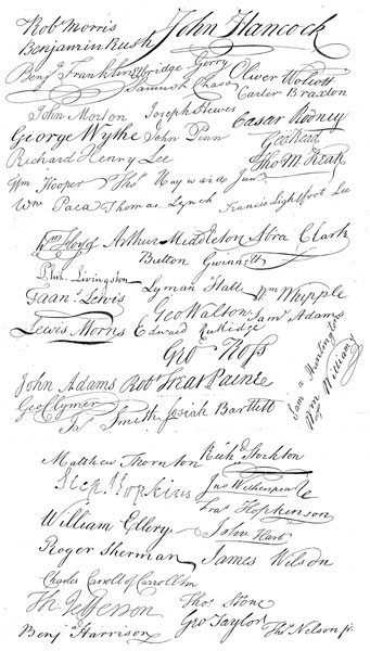 {Signatures from Declaration of Independence}