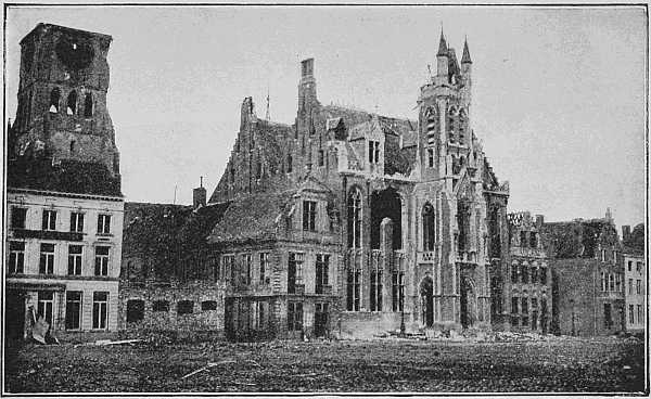 (Newspaper Illustrations)
THE TOWN-HALL AND BELFRY AFTER THE FIRST DAYS OF THE BOMBARDMENT