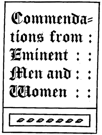 Commendations from Eminent Men and Women