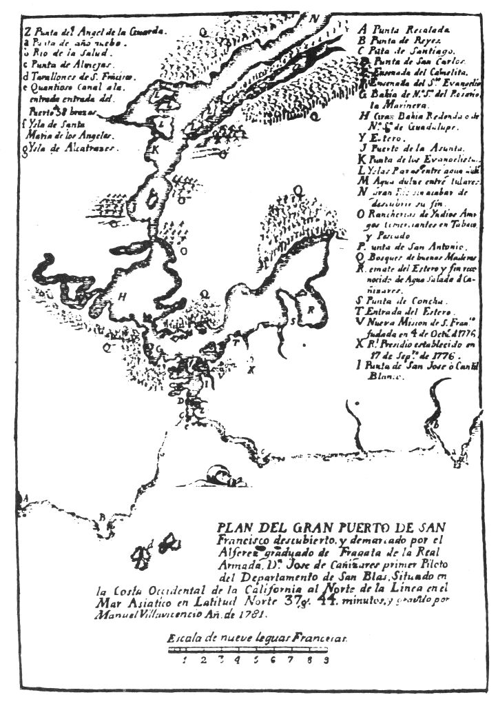 Revised map of the Port of San Francisco, 1781