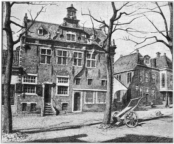 Het Waaggebouw te Enkhuizen, naar een penteekening van wijlen den heer P. Egmond.