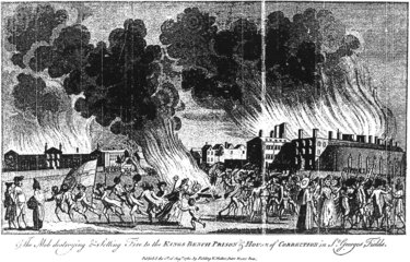 The Mob destroying & Setting Fire to the KING’S BENCH PRISON & HOUSE of CORRECTION in St. George’s Fields