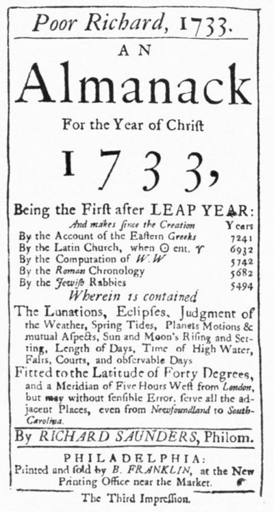 TITLE-PAGE OF POOR RICHARD’S ALMANAC FOR 1733