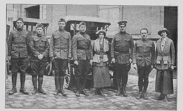 A group of Jewish welfare workers at Le Mans, France, in March 1919. From left to right, George
Rooby, Julius Halperin, Frank M. Dart, Chaplain Lee J. Levinger, Adele Winston, Charles S. Rivitz, David
Rosenthal and Esther Levy.
