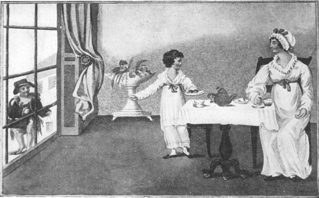 LAURA COMBINES BREAKFAST AND PHILANTHROPY. See "The
Innocent's Progress"—Plate 3