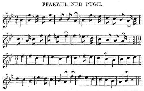 Music notation for Ffarwel Ned Pugh