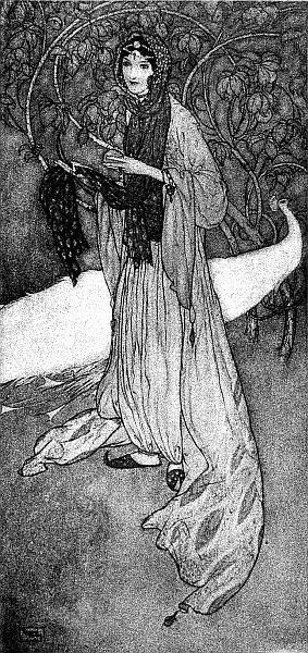 Edmund Dulac's Conception
of Queen Scheherezade, who told the
"Arabian Nights" Tales