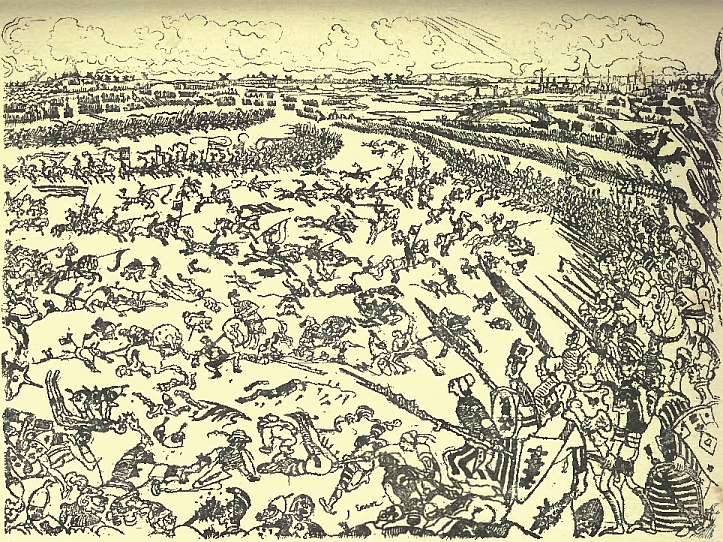 Bataille des Éperons d'or (1895).—Eau-forte.
