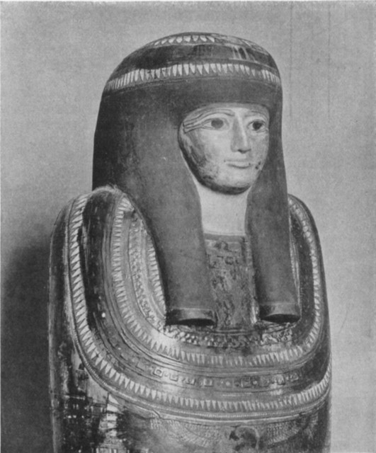 Detail of the Cartonnage Enclosing the Mummy of the “Lady of the House, Tesha”. Dynasty XXII-XXV Detail of the Cartonnage Enclosing the Mummy of the “Lady of the House, Tesha”. Dynasty XXII-XXV