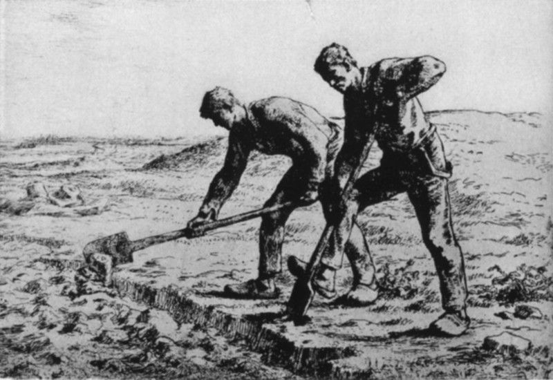 The Diggers, Etching (Third State), by F. Millet, 1814-1875