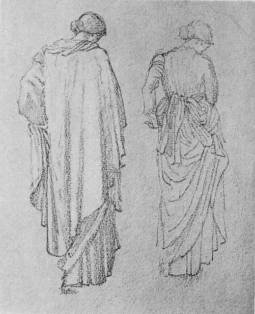 Studies of Draped Figures, Pencil Drawing. Sir Edward Burne-Jones, English, 1833-1898