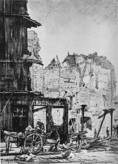 Fire in Ingram Street, Pencil Drawing. Muirhead Bone, Scotch, 1876-