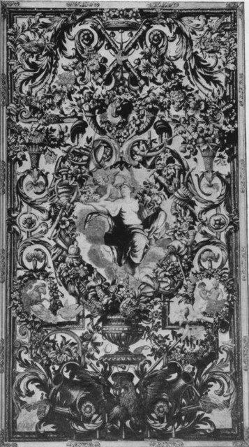 Large Embroidered Hanging. French, Early XVIII Century Subject, Spring: from a set representing the Four Seasons, in memory of Mrs. Thomas Lowry by Mrs. Gustav Schwyzer, Mrs. Percy Hagerman and Horace Lowry