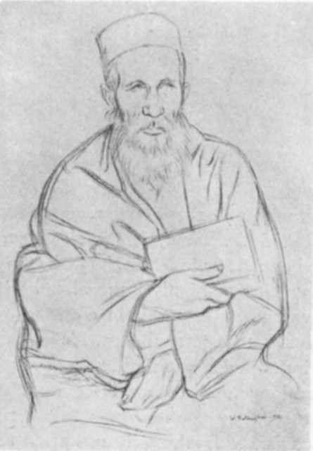 An Old Rabbi, Pencil Drawing. William Rothenstein, English, 1872-