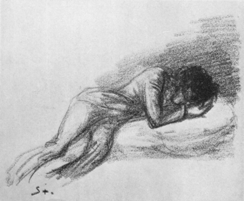 Study for an Illustration, Drawing in Lithographic Crayon. Theophile Alexandre Steinlen, French, 1859-
