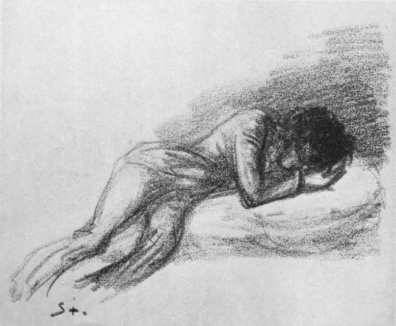 Study for an Illustration, Drawing in Lithographic Crayon. Theophile Alexandre Steinlen, French, 1859- Study for an Illustration, Drawing in Lithographic Crayon. Theophile Alexandre Steinlen, French, 1859-