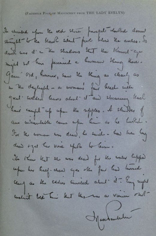 (Facsimile Page of Manuscript from THE LADY EVELYN)
