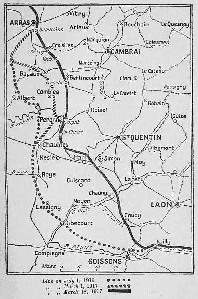 Map of the front from Arras to Soissons