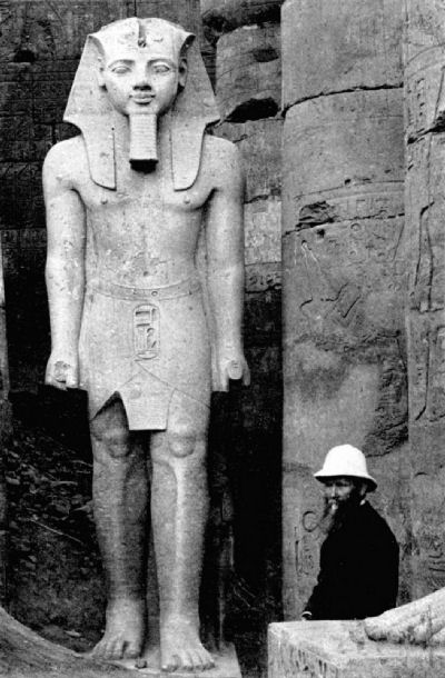 Jeremiah Curtin at the Statue of Rameses the Great in the Temple of Luxor