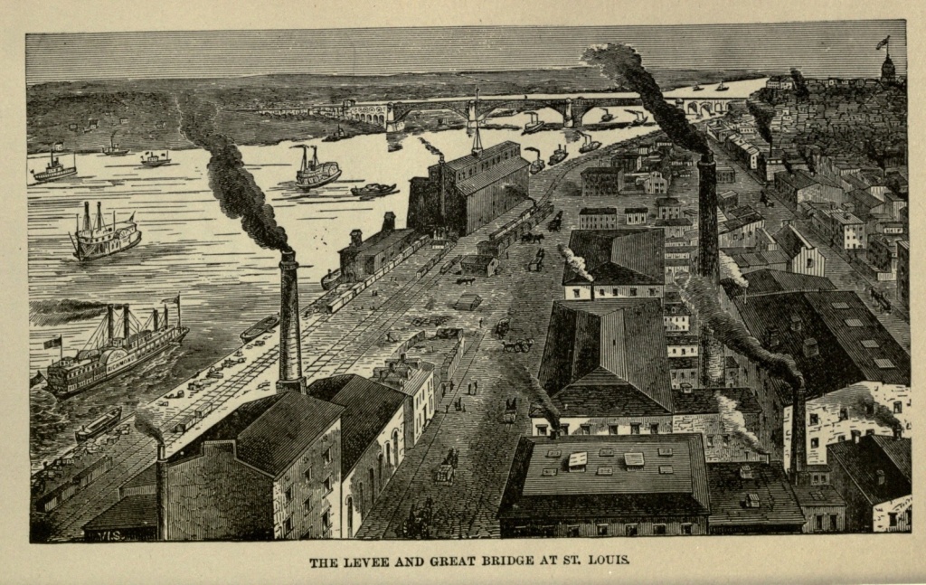 THE LEVEE AND GREAT BRIDGE AT ST. LOUIS.