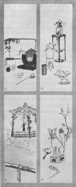 Cha no Yu (1). Sen Cha (2). Birth of Buddha (3). Inari (4). Plate LXVI.