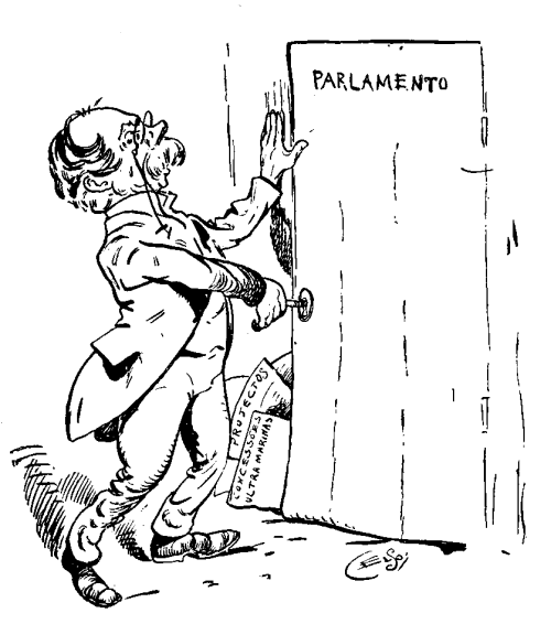 José Luciano encerra o Parlamento.—Caricatura inedita de Celso Herminio.