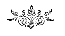 Sektion 3 Fuss; laterally symmetric stems each with two curly leaves a long compound flower at the end and a 5-way symmetric thorned flower surrounded by a stem curved downward; stems extend from an inverted fleur-de-lis with a thistle bloom growing up from it