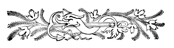 Sektion 2 Kopf; sea serpent facing left twined around an anchor with haft to the right over a pair of sprigs of very fine-leafed setate plants with three-petaled flowers