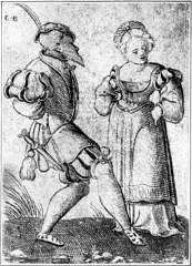Dansend paar (16e eeuw).—Naar C. Bos.