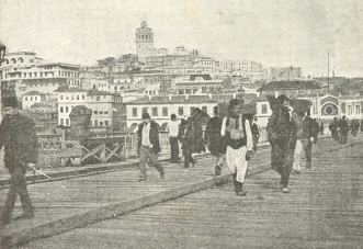 Galata Bridge, Constantinople.  (From a photograph by Fradelle
and Young)