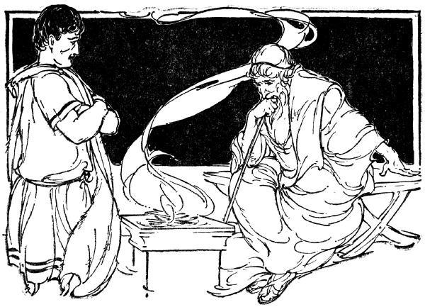 Illustration: The patriarch looked at the fire on the altar