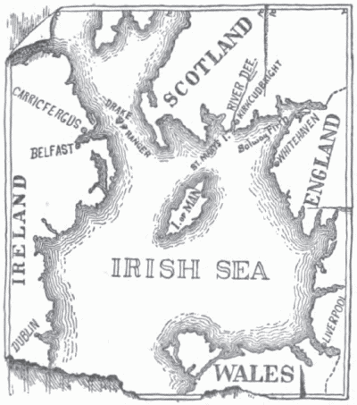 MAP OF THE IRISH SEA, SHOWING THE CRUISE OF THE RANGER.