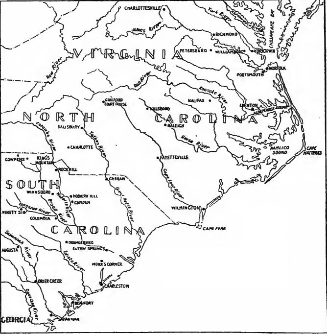 Morristown, New Jersey, to Head of Elk, Maryland (1777)
(Based on map in G.O. Trevelyan, The American Revolution, Part. III,
op. p. 492).
